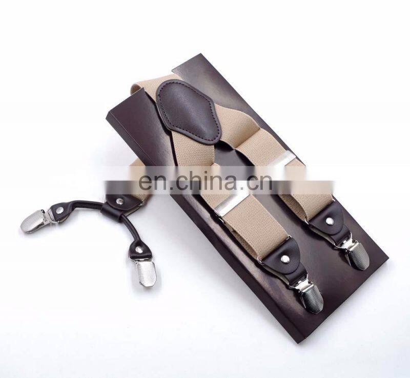 HOT SALE Adult Men's 4 clips high quality solid colors suspenders