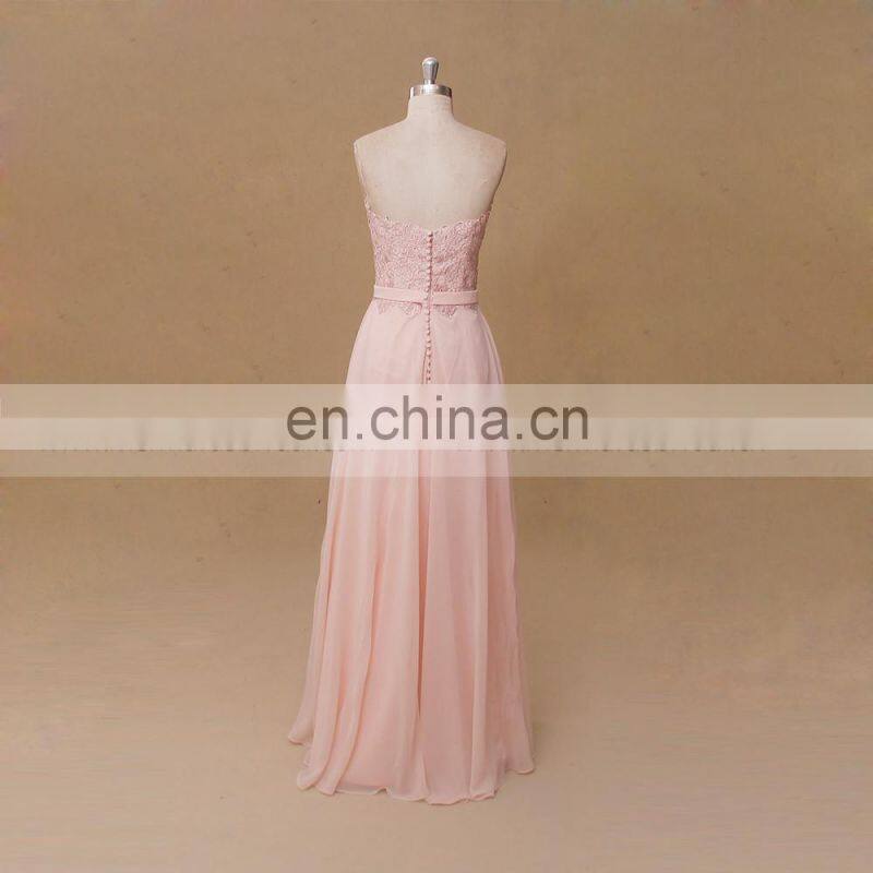 Front split peach chiffon bridesmaid dress