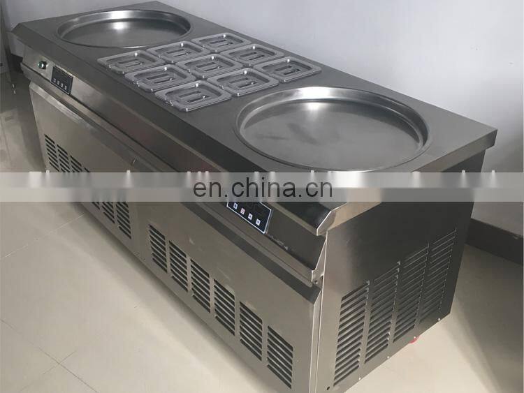 Multi- function double round pan fried ice cream roll machine