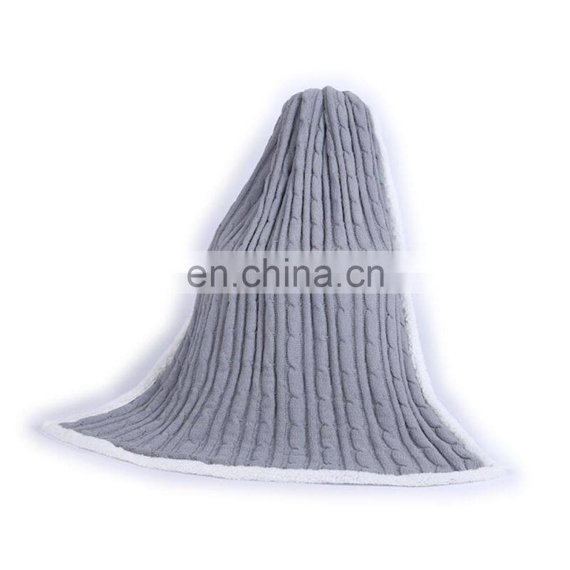 Soft Sofa Decorative Cable Chenille Knit Throw Blanket