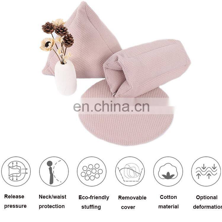 High quality plain light casual portable cheap small pink pillows multi functional foldable folding triangular pillow for home