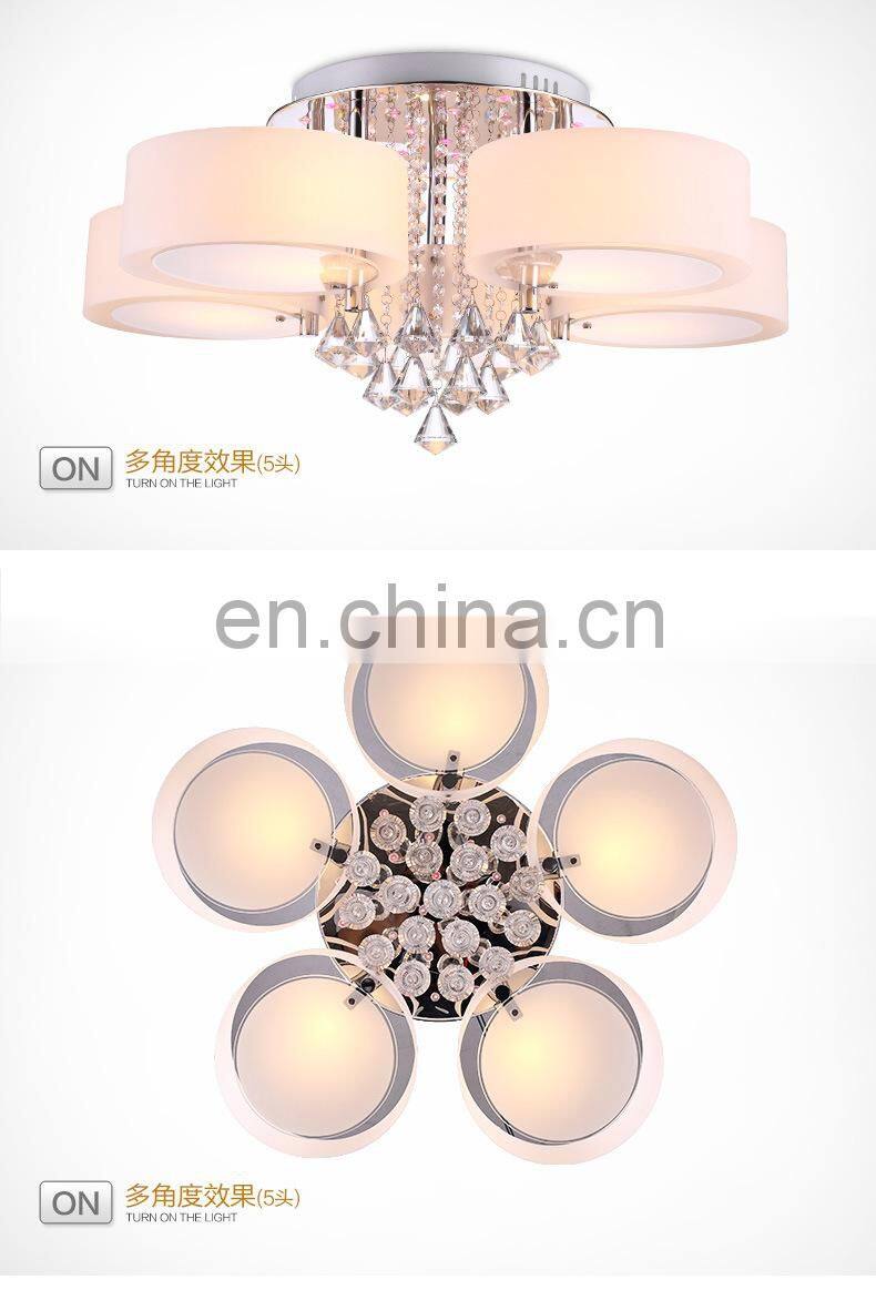 LED warm simple ceiling crystal chandelier with remote