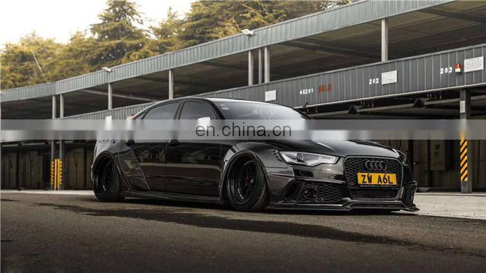 Runde Perfect Fitment For Audi A6 S6 RS6 Upgrade Carbon Fiber Wide Body Kit Front Bumper Lip Wide Wheel Eyebrow Spoiler