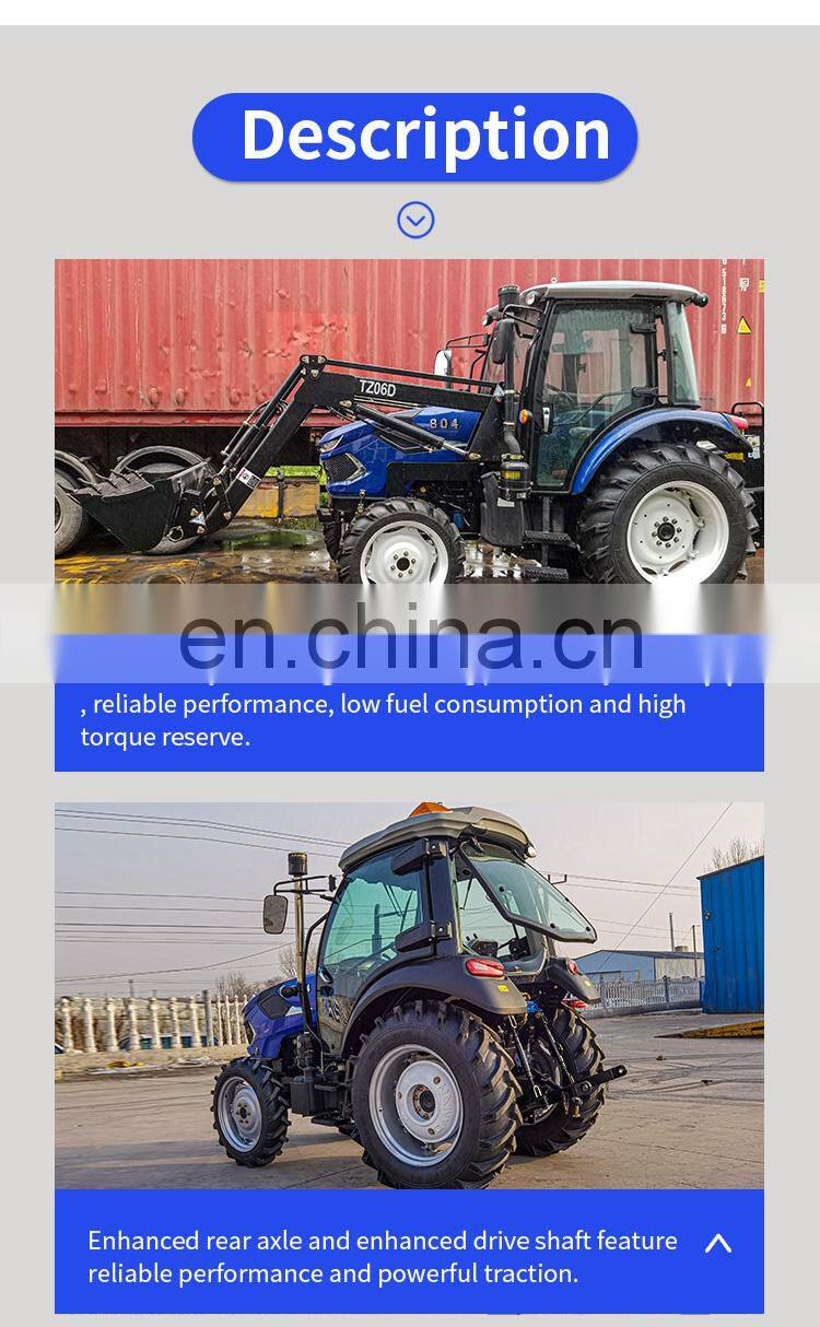 Hot sell Tractor 80hp 4 cylinders engine with front loader and backhoe 80hp tractor