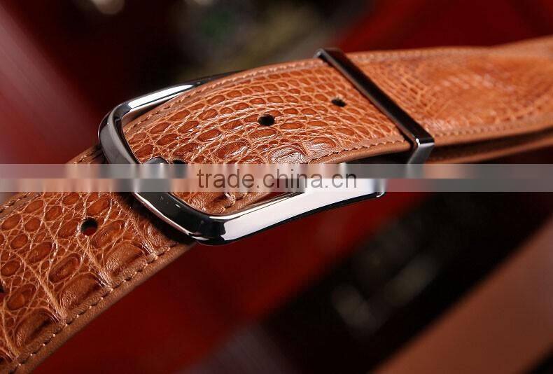 100% good quality gift genuine crocodile skin leather classic belt factory hot selling pin buckle belt for men simple noble