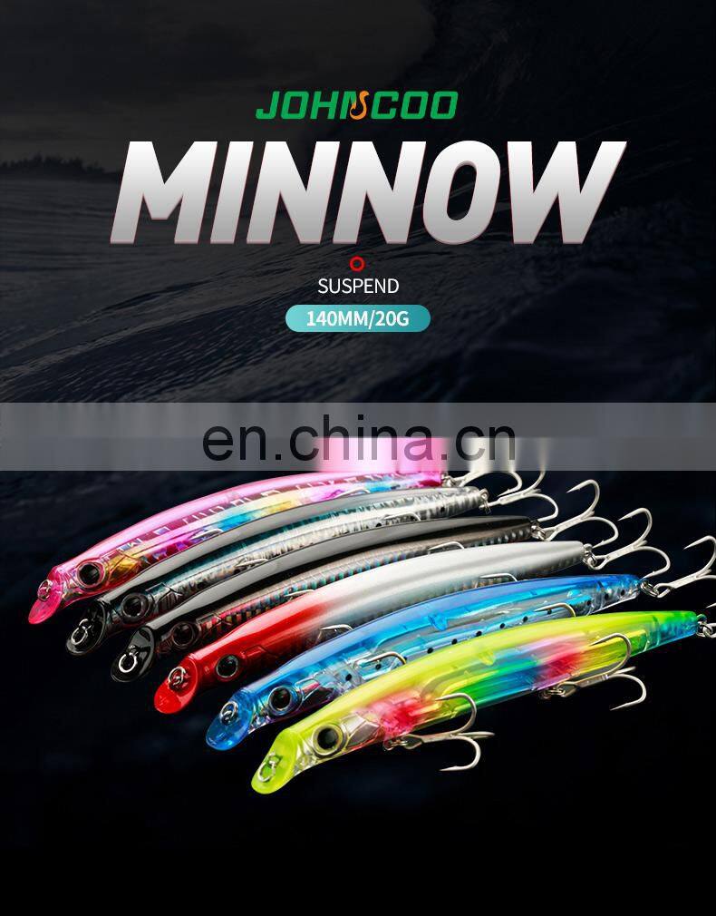 JOHNCOO 140MM 20G Suspend Realistic Fishing Pencil Poppers Lures with Metal Balls