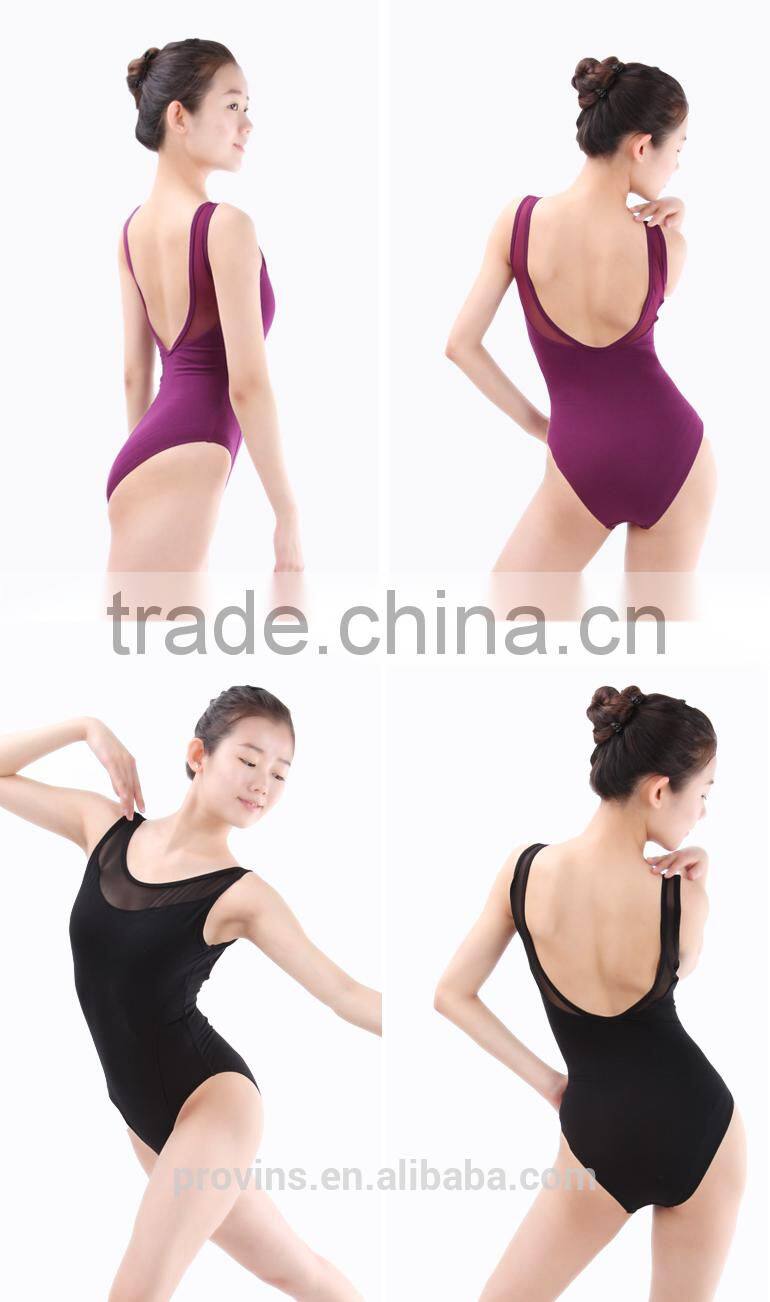 (WG06034) Black Ballet Leotard, High Cut Leotard, Tank Spandex Leotard