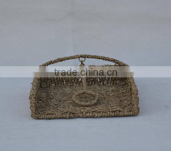 eco-friendly natural seagrass woven bar paper napkin holder