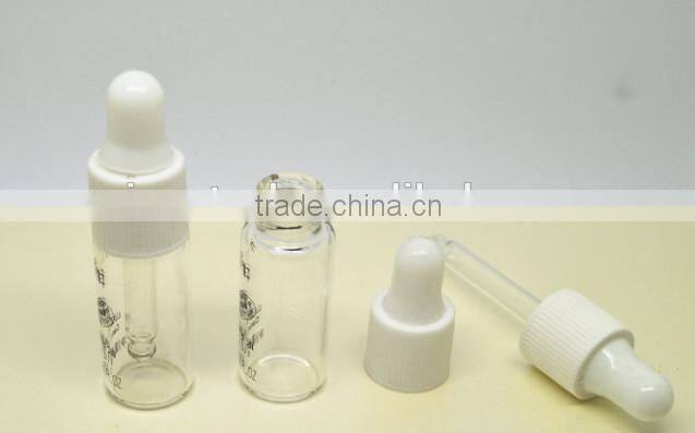 glass testing dropper vial 3ml with plastic dropper,glass pipette,silicon rubber top