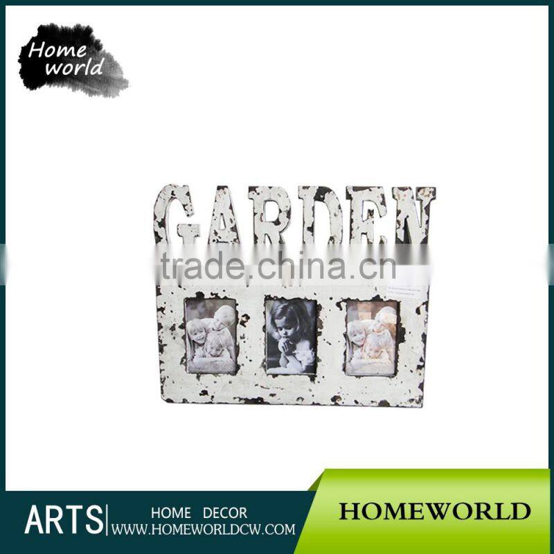 Nice distressed MDF wall hanging three sided baby photo frame