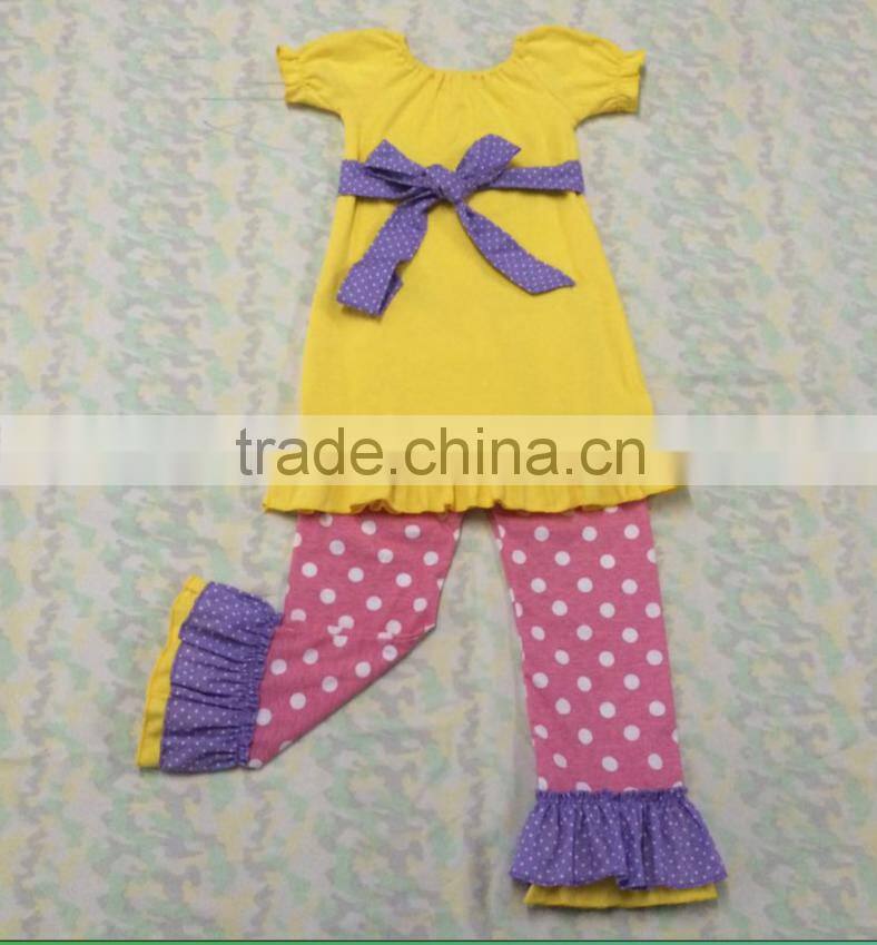 new style white dress clothes and blue bell-bottom girls baby and kids wholesale boutique outfits