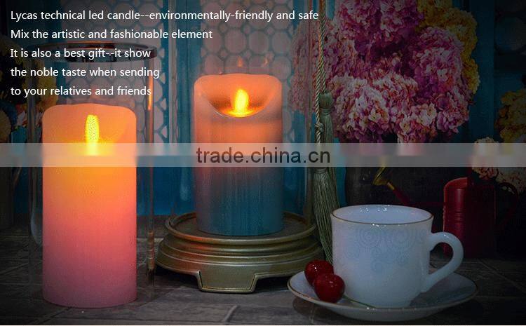 Flickering multi-colored LED wax pillar Candle