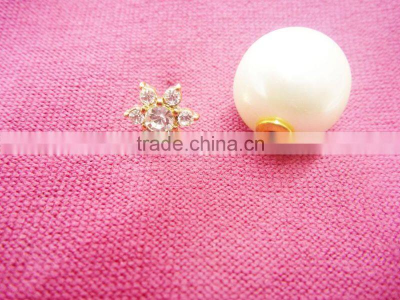 FLORAL CRYSTAL RHINESTONE PLASTIC PEARL 2 SIDED EARRING