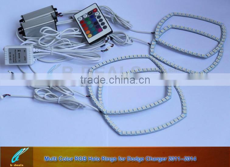 RGB Multi-Color LED Angel Eyes Halo Rings Kit For 2011-2014 Dodge Charger with Remote