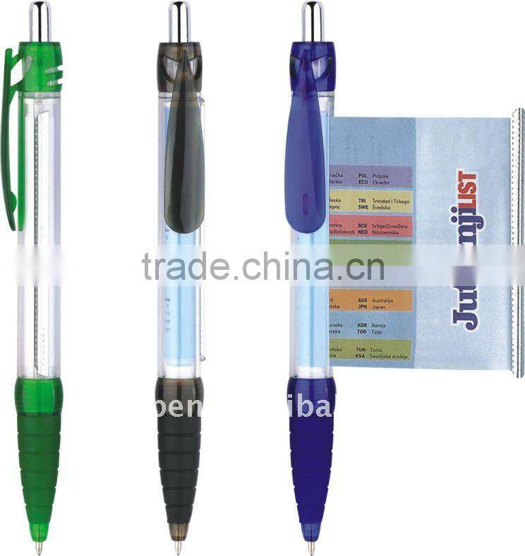 Valin promotional Retractable metal clip banner pen banner flag ball pen
