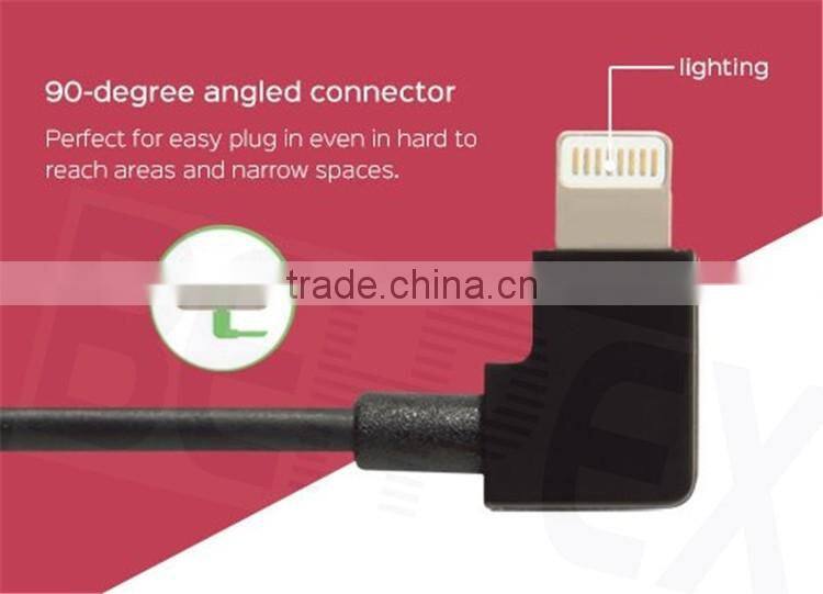 90 Degree MFI 8 Pin Male Data Multi Charge USB Cable