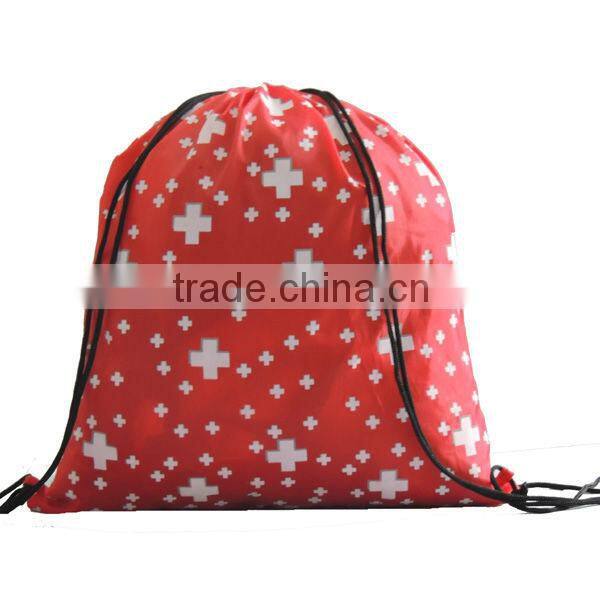 190T full printing drawstring backpack matching bag shoes bag