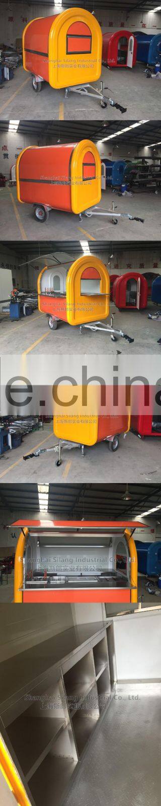 7.6*5.5ft Yellow and orange Food Van/Street Food Vending Cart For Sales,Hot Dog Cart/Mobile Food Trailer With Big Wheels