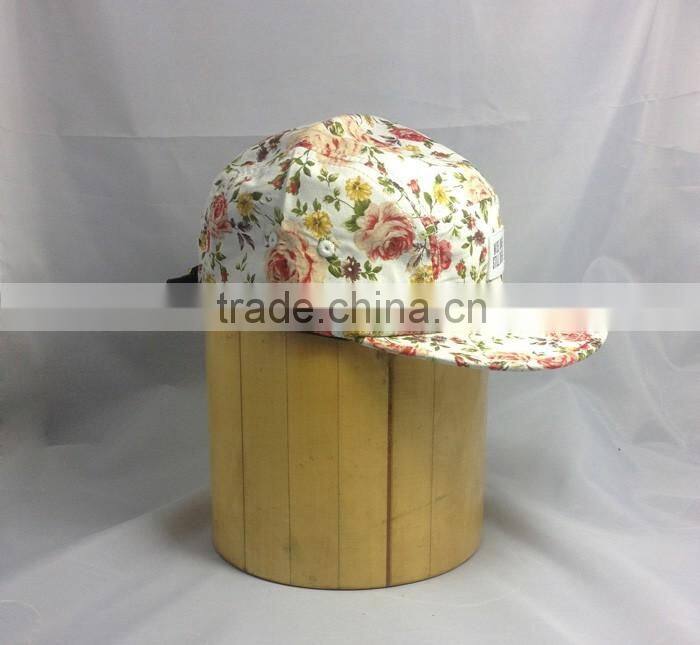 Fashion disty floral print strapback cap hats