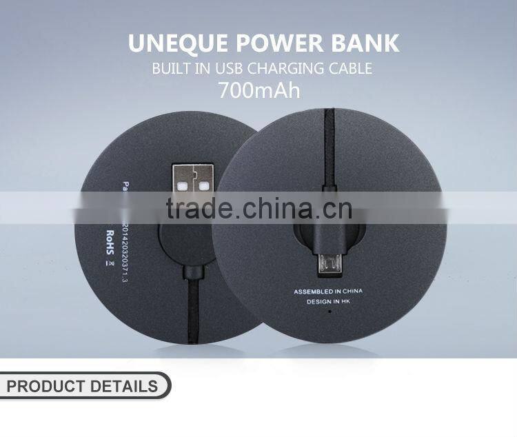 holly slim abs mobile power bank with built in cable/power charger