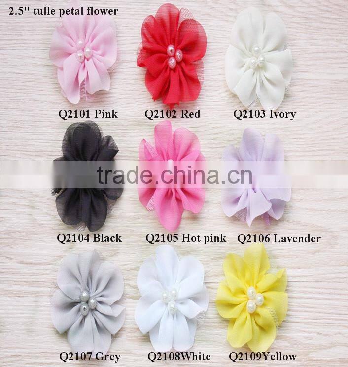 Artifical Lace Fabric Ballerina Flower With Rhinestones For Headband