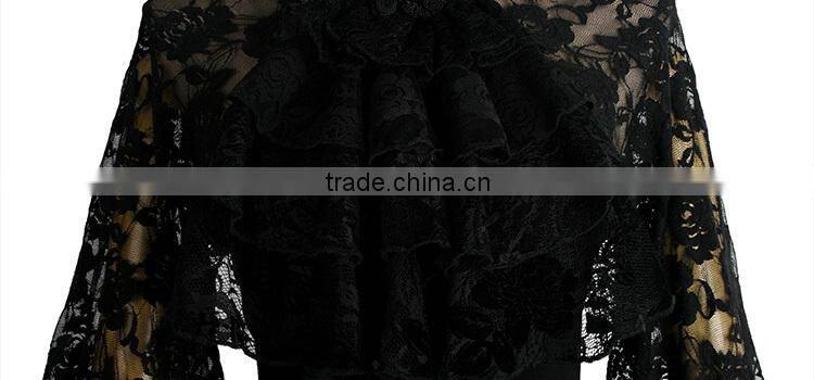 T-290 Elegant Gothic Rose Lace Long Rock T-shirt With Gloves