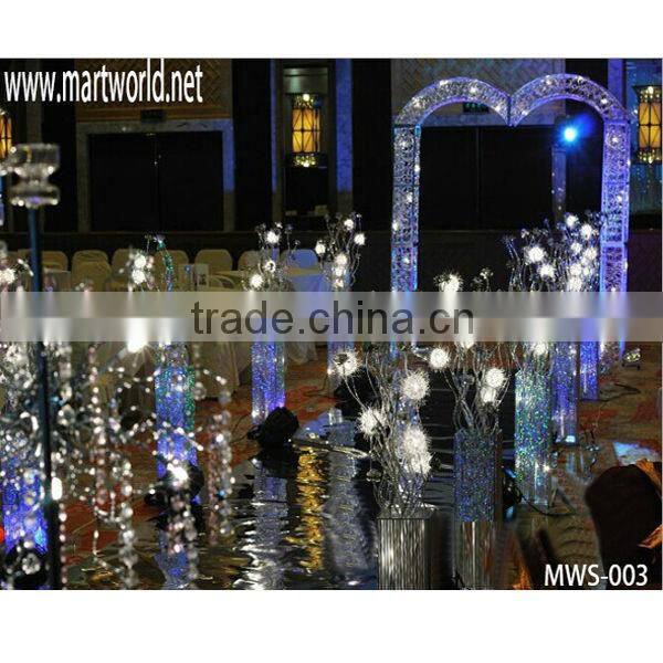2016 Beautiful shinning light column for event,party&wedding;Hot sale crystal LED pillar wedding decoration(MWS-003)