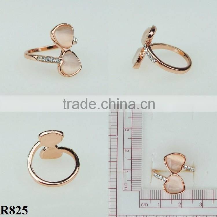 Accept custom rhinestone heart-shaped telesthesia plated rose gold ring R825