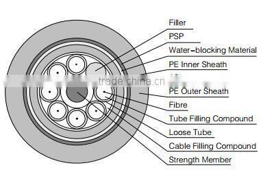 2 4 6 12 24 48 60 72 96 144 core Outdoor single mode fiber Optic Cable non-metallic strength member