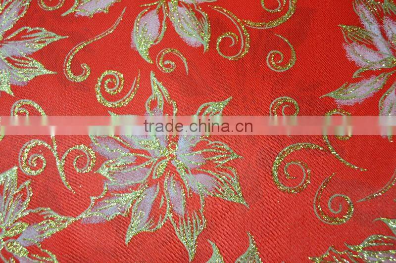 Floral Metallic Printed Satin Fabric for Decoration