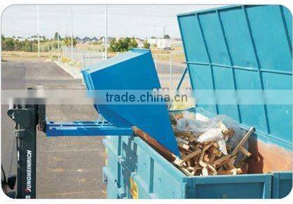 forklift truck attachment steel heavy duty and large garbage or material self dumping hopper bins for industrial use is on sale