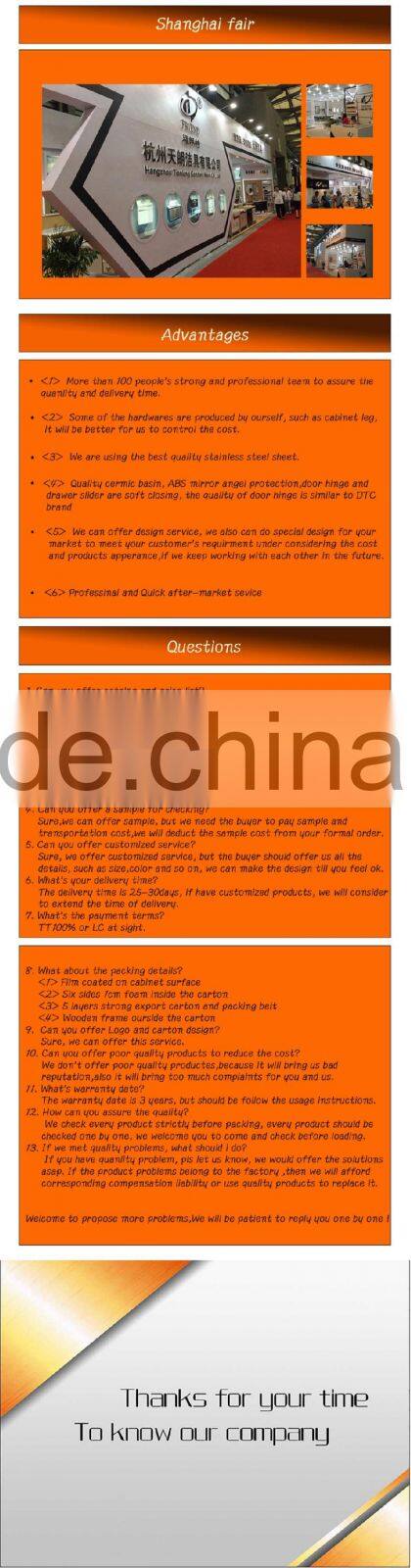 classic simple wall hung stainless steel bathroom vanity