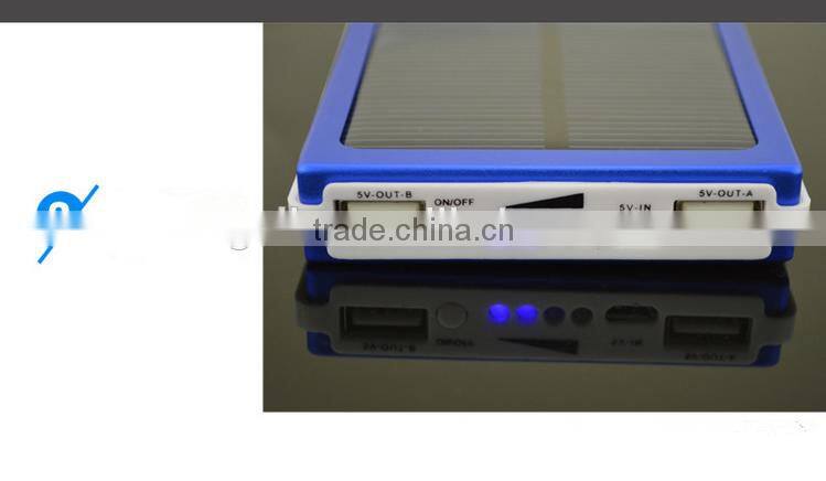 rear capacity 10000mah portable dual usb solar power bank