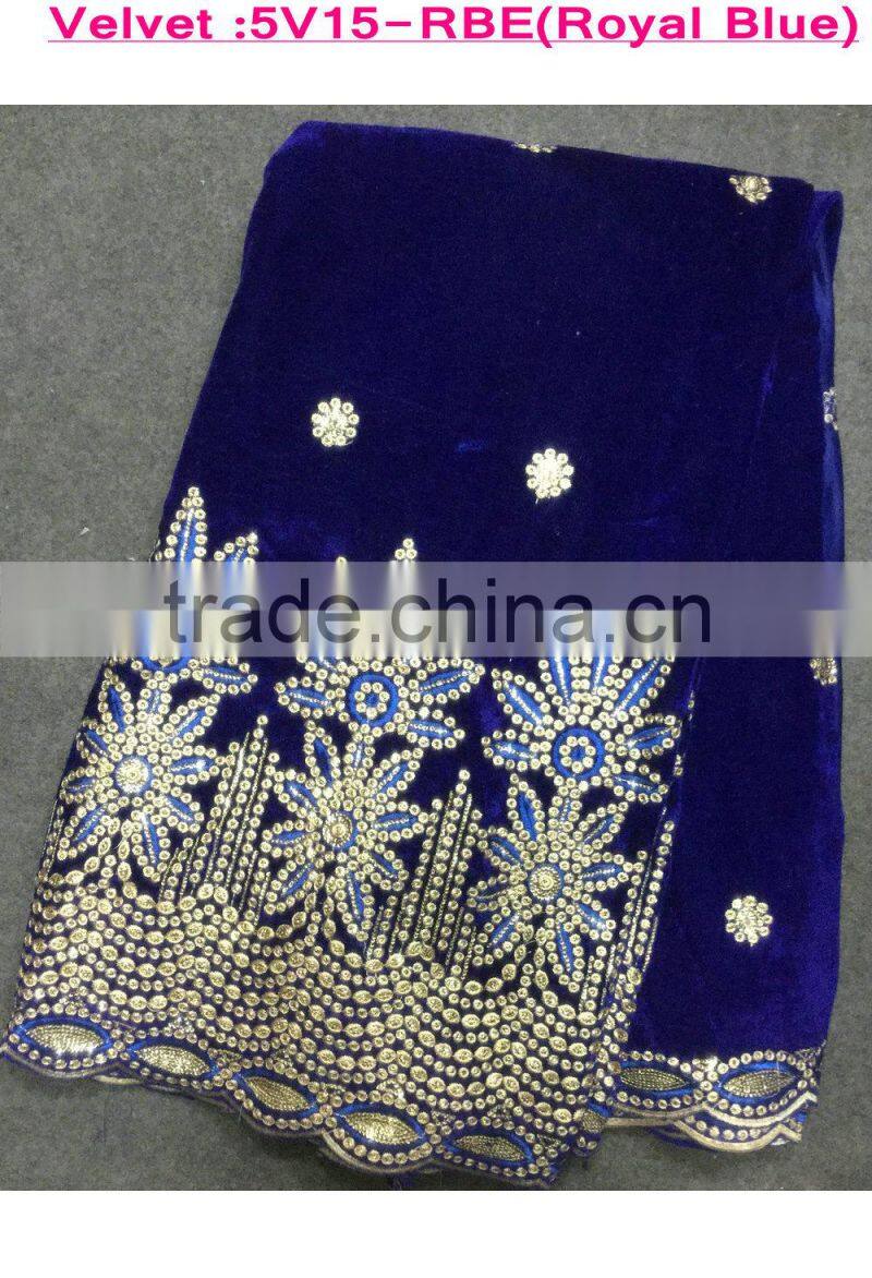 2015 popular style African velvet lace with sequins for girl dresses