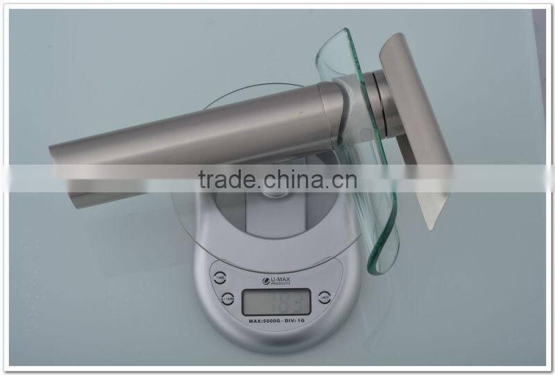 Glass Waterfall Bathroom Basin Tap With Brushed Nickel (Tall) QH0814HS