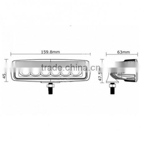 6.3 inch 18W LED Work Light 12v 1200LM 6-LED White Light Square Spotlight-Black led work lamp