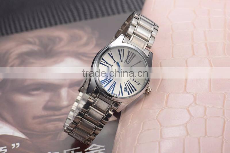 quality blue glass stainless steel band watch men or women accesories