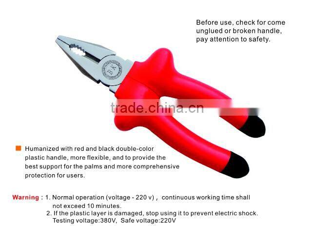 Combination Pliers With Red Insulated Handle