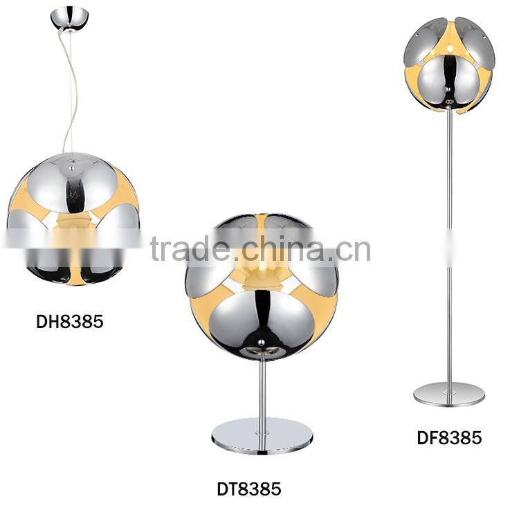 Simple hanging lamp chrome metal ball pendant light