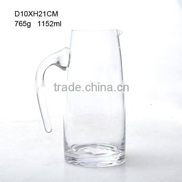 WHOLE SALE cheap transparent glass wine decanter with handle for centerpiece and supermarket