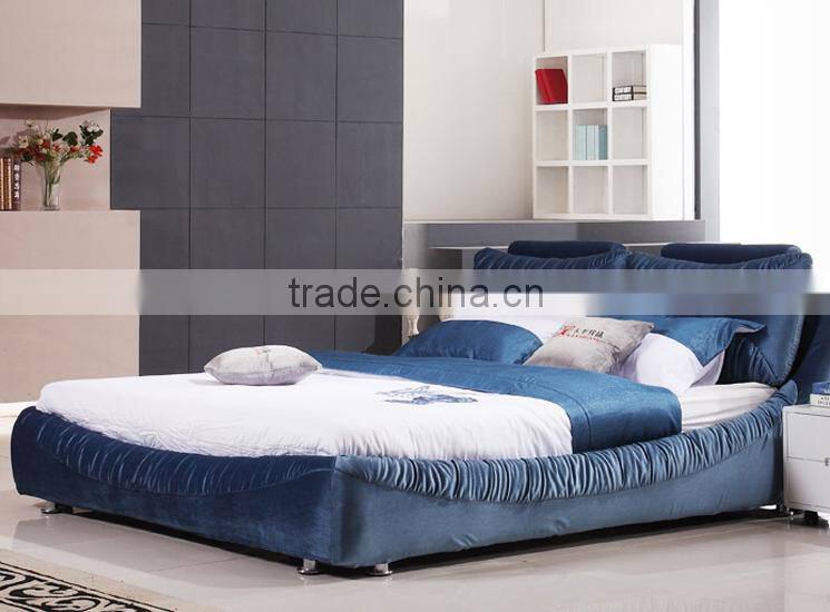 2015 high quality furniture double Cloth art bed with buttons Fabric bed
