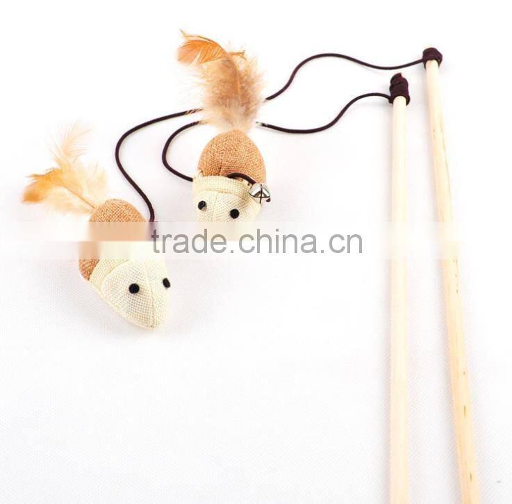 wooden cat teaser stick toy