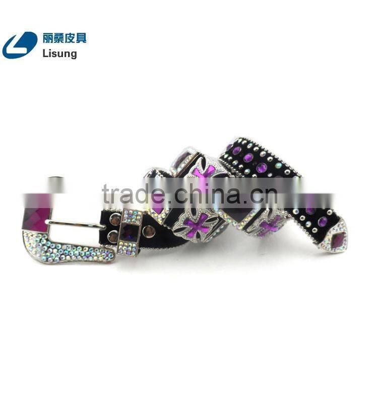 Western Purple Crystal Prism Cut Concho Wholesale Rhinestone Fancy Belts