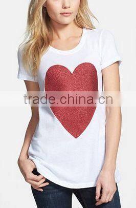 100% cotton viscose rayon short sleeve fashion design ladies t shirt