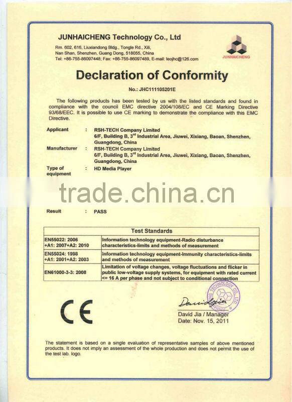 Top sell HD media player 3D 1080p HDMI MKV VGA output