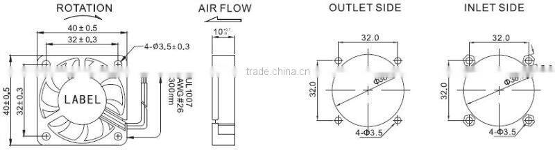 40 x 40 x 10 mm dc medical treatment device fan