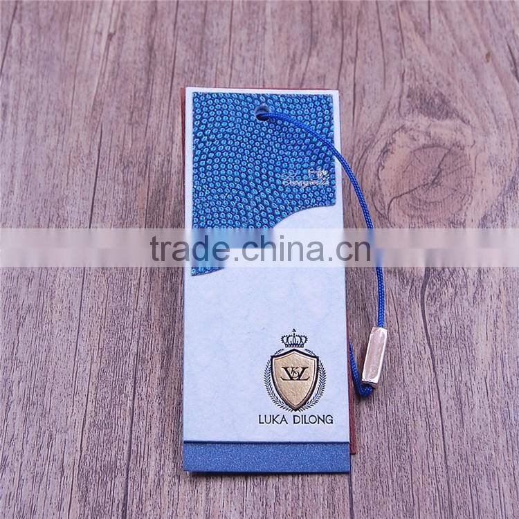 Fashion custom brown luggage paper hang tags with gold foil logo