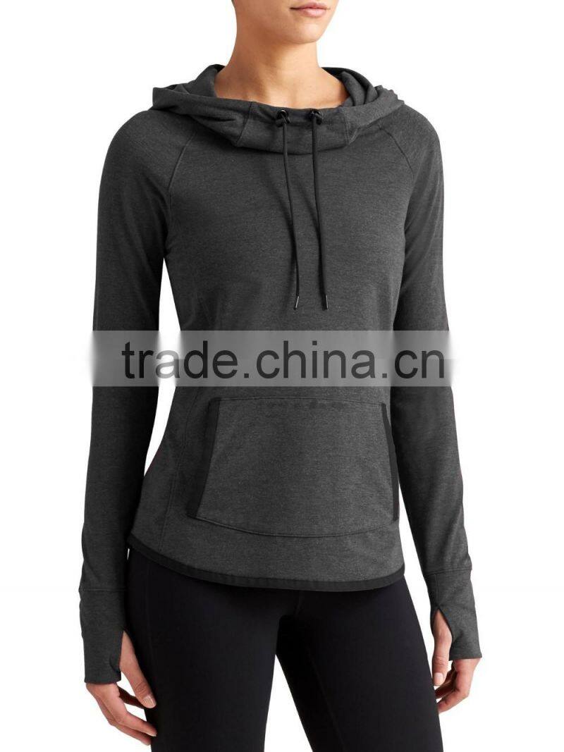 Wholesale Women's Hoodie Sweatshirts High-cut Neck Kangaroo Pocket Hoody for Female Custom