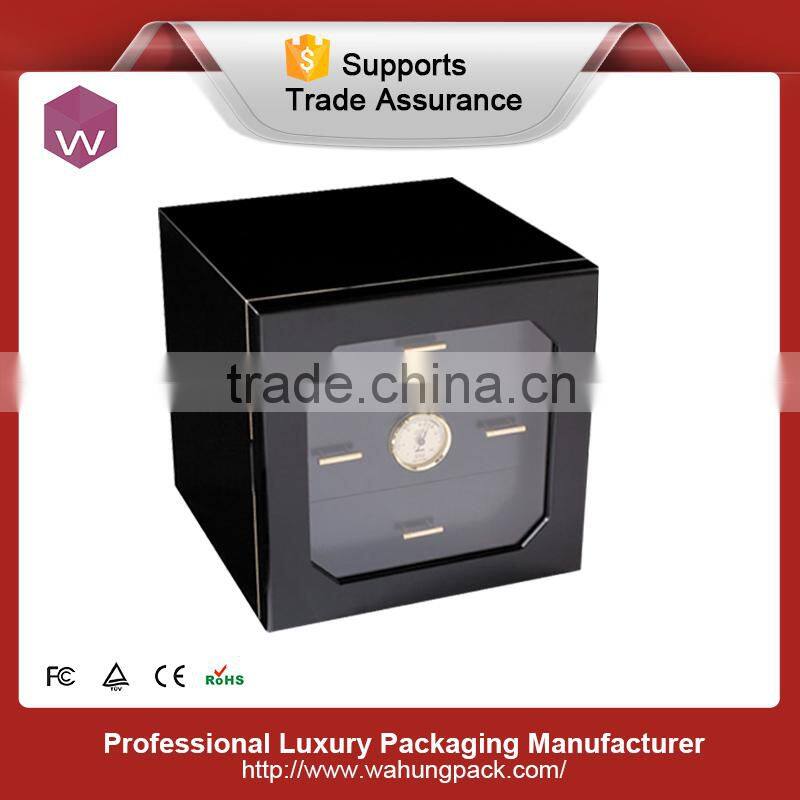 Glass Top Wooden Cigar Humidor Customized Gift Sets Box