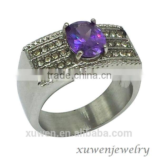 casting stainless steel men amethyst rings